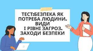 Тест "Безпека як потреба людини. Види і рівні загроз. Заходи безпеки"