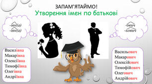  Написання чоловічих і жіночих імен по батькові, прізвищ