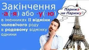 Родовий відмінок іменників чол.р.ІІ відміни