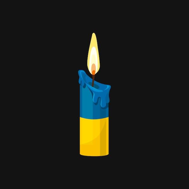 Vector candle of memory stop genocide melting wax candle vector cartoon design isolated on black background