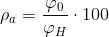 \rho_{a}=\frac{\varphi _{0}}{\varphi _{H}}\cdot 100