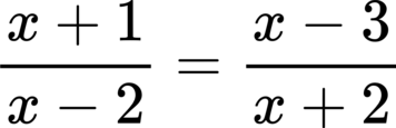 {"aid":null,"backgroundColor":"#ffffff","backgroundColorModified":false,"id":"1","font":{"size":18,"family":"Arial","color":"#000000"},"type":"$$","code":"$$\\frac{x+1}{x-2}=\\frac{x-3}{x+2}$$","ts":1683103780859,"cs":"ikCZxo0FEyOBTFrLQ+mcLw==","size":{"width":184,"height":58}}