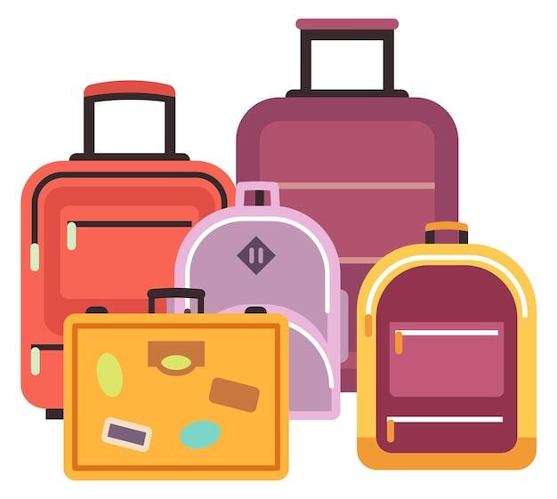 Premium Vector | Travel bags pile luggage icon cartoon baggage