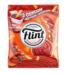Сухарики пшенично-житні Ковбаски BBQ та соус кетчуп Flint 70 г - Ціна. Фото. опис