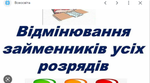 Відмінювання займенників.