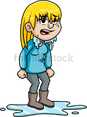 Wet Woman Standing In Pond Of Water Cartoon Clipart Vector - FriendlyStock