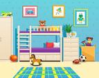 Free Vector | Tidy children room interior with bunk bed pictures on wall aquarium with fish and toys