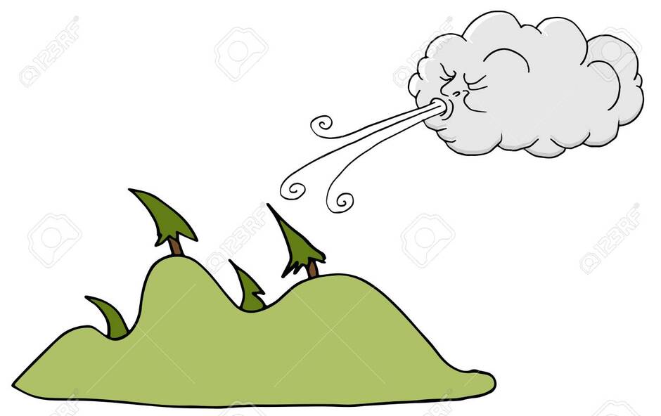 An Image Of A Windy Day Trees And Cloud Blowing Wind Cartoon. Royalty Free SVG, Cliparts, Vectors, And Stock Illustration. Image 97493013.