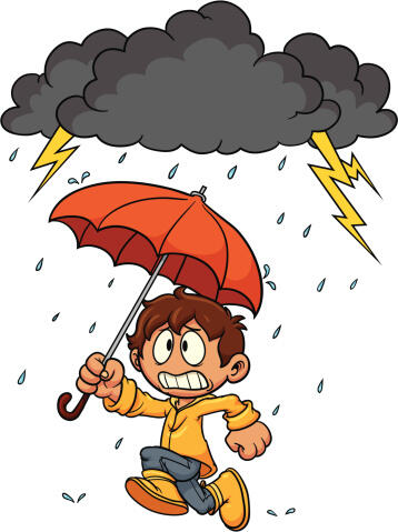 Stormy Weather Stock Illustration - Download Image Now - Boys, Thunderstorm, Umbrella - iStock