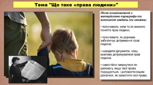 Що таке «права людини». 5 клас (НУШ). За підручником авторів Панарін О., Макаревич А., Топольницька Ю. та Охріменко О.