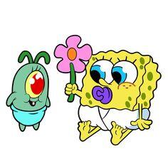 Пін містить це зображення: Kid Plankton and Baby SpongeBob Sticker - Sticker Mania