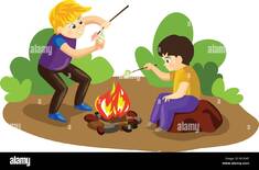Boys make marshmallow on fire concept background. Cartoon illustration of boys make marshmallow on fire vector concept background for web design Stock Vector Image & Art - Alamy