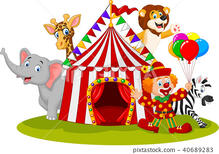 Cartoon happy animal circus and clown - Stock Illustration [40689283] - PIXTA
