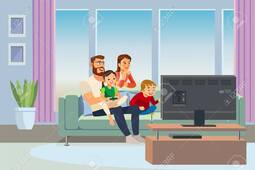 Parents Resting At Home With Kids Cartoon Vector Illustration. Father And Mother Sitting On Sofa In