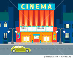 Cartoon Building Cinema on a City Landscape - Stock Illustration [31685546] - PIXTA
