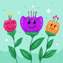 Vector hand drawn smiley face flower illustration