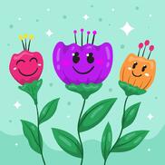 Vector hand drawn smiley face flower illustration