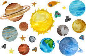 Watercolor Space Clipart, Solar System Planets, Space Earth Moon Jupiter Pluto. Watercolor set of Universe. 13447928 Vector Art at Vecteezy