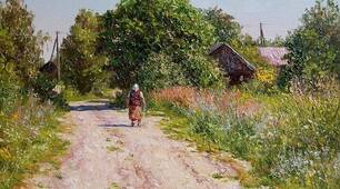 Старесенька, іде по тій дорозі.  Як завжди. Як недавно. Як давно.