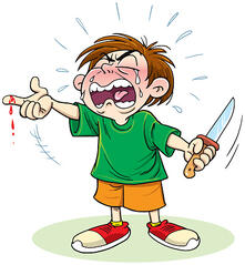 Child With Knife Injuries Stock Illustration - Download Image Now - Art, Child, Adult - iStock