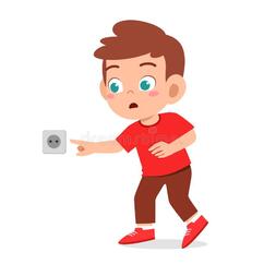 Curious Little Kid Boy Play with Electicity Socket Stock Vector - Illustration of cartoon, electric: 174612467