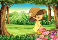 A Beautiful Lady Picking Up the Flowers in Forest Stock Illustration - Illustration of forest, grass: 38184769