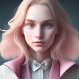 dazzling-emu68: a beautiful young woman, has a tall and slender build, blue eyes, rosy cheeks, thin pink lips, a small nose, long, platinum-blonde hair, and pale skin with a light dusting of