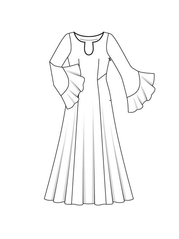 Платье с рукавами-раструбами - выкройка № 103 из журнала 7/2015 Burda – выкройки платьев на Burdastyle.ru | Выкройка платья, Модный дизайн иллюстрации, Пошив модной одежды
