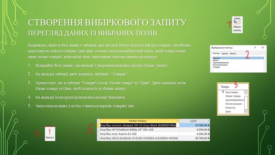 Запити в MS Access (Презентація) | Урок на 1 завдання. Інформатика