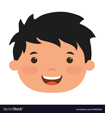 Cute little boy head comic character Royalty Free Vector