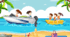 A sea and different activities. The Present Continuous Tense.
