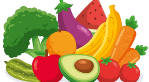 Buying vegetables and fruits. How much? Numbers.