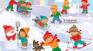 Winter and activities.Present Continuous Tense. Clothes.