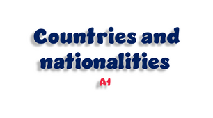 Countries and nationalities - A1