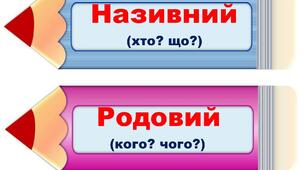 Відмінки іменників та прикметників на олівцях