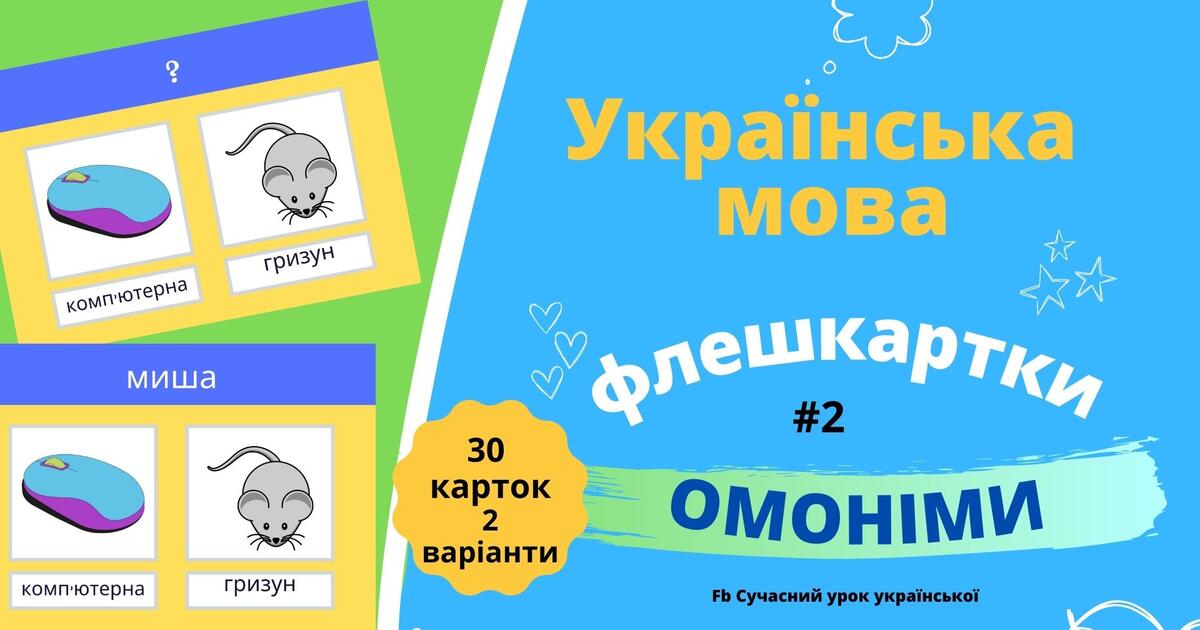 ОМОНІМИ #2 Ілюстровані КАРТКИ 30 шт 2 варіанти Лексикологія Вгадай ...
